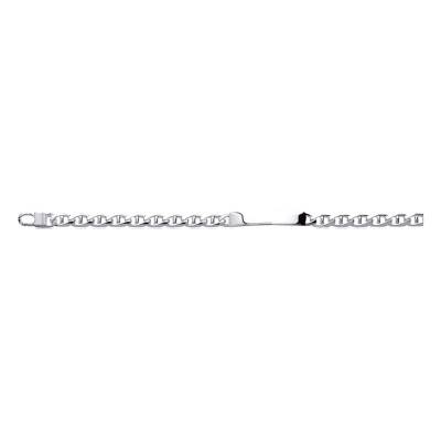 Sterling Silver Flat Mariner ID Bracelet, Length 17 cm to 22 cm, Width 5 mm - Emanessence