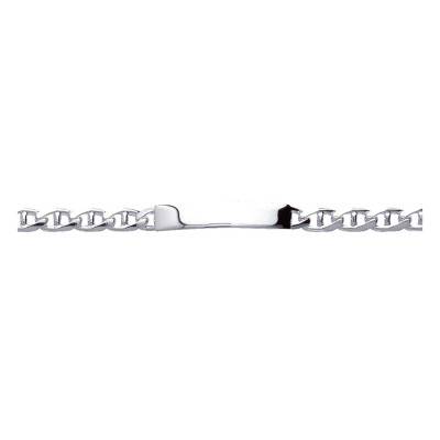 Sterling Silver Flat Mariner ID Bracelet, Length 17 cm to 22 cm, Width 6 mm - Emanessence
