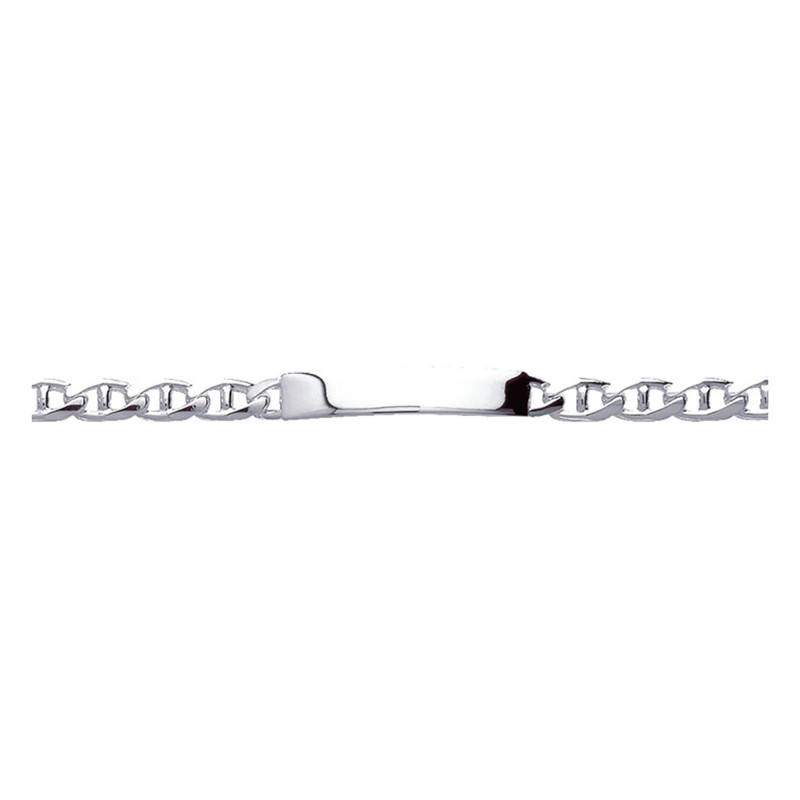 Sterling Silver Flat Mariner ID Bracelet, Length 17 cm to 22 cm, Width 6 mm - Emanessence
