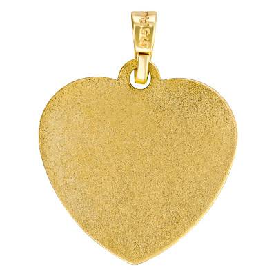 Yellow Gold Double Texture Heart Pendant - Emanessence