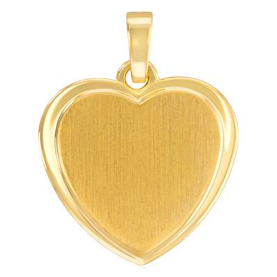 Yellow Gold Double Texture Heart Pendant - Emanessence