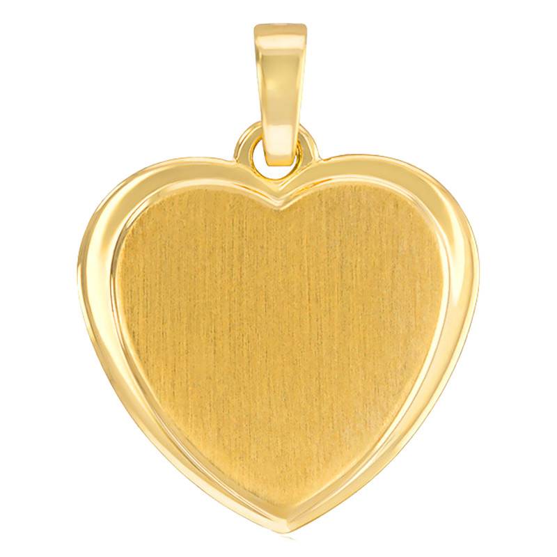 Yellow Gold Double Texture Heart Pendant - Emanessence