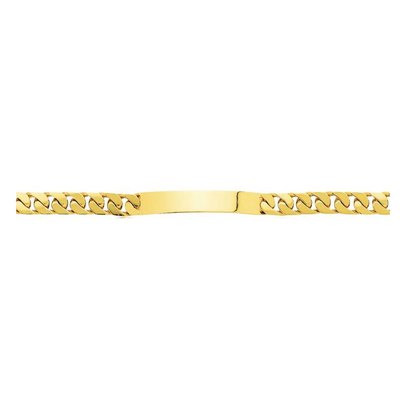 18K Yellow Gold Curb Chain ID Bracelet, 17 cm Length - Emanessence