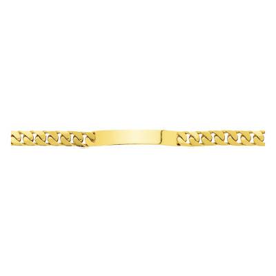 Yellow Gold 750 Curb Chain ID Bracelet, 21 cm Length, Width from 6 mm to 10 mm - Emanessence