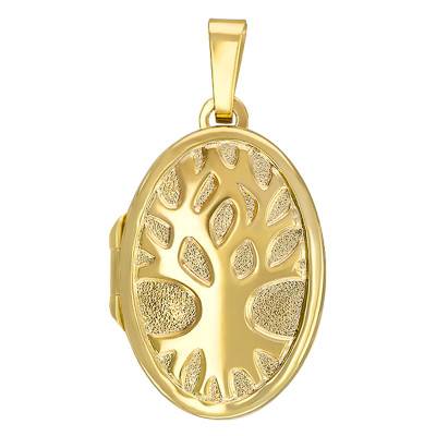 Yellow Gold Tree of Life Photo Locket Pendant - Emanessence
