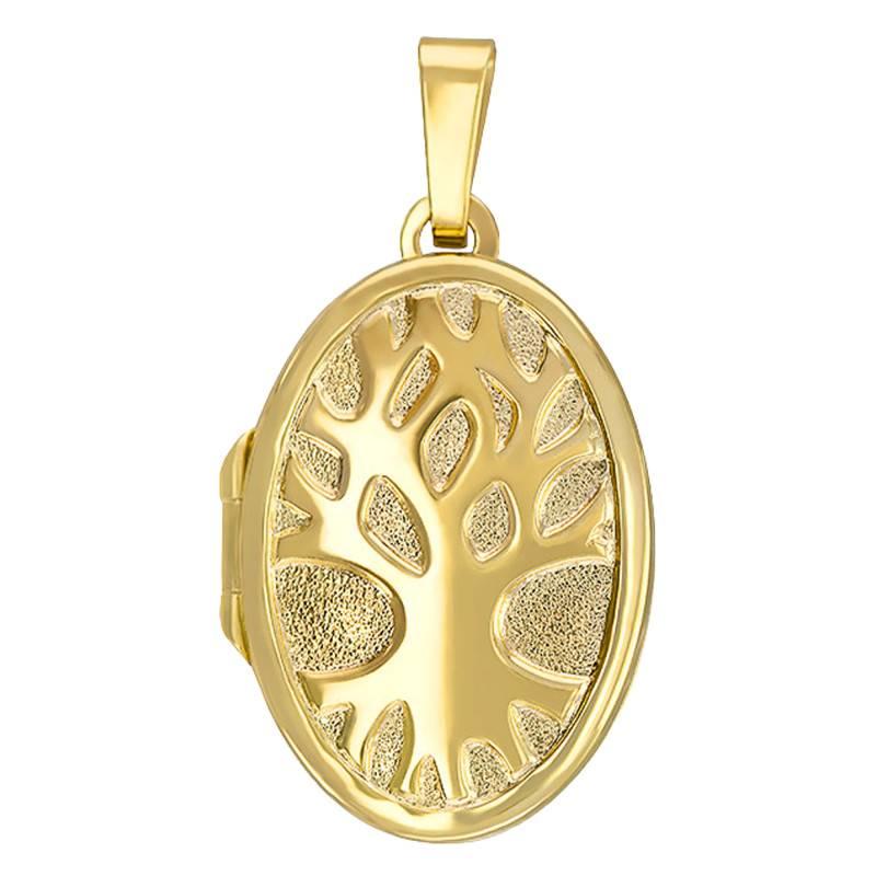 Yellow Gold Tree of Life Photo Locket Pendant - Emanessence