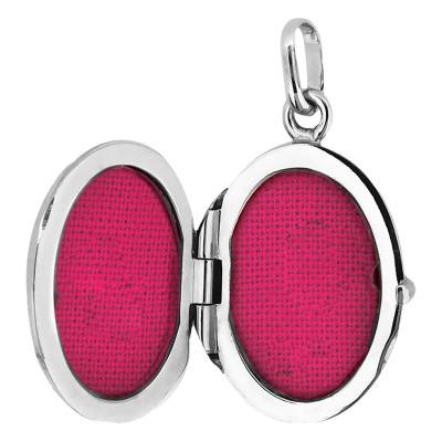 Pendentif Porte Photo Ovale Marguerites en Or Blanc 375 - Emanessence
