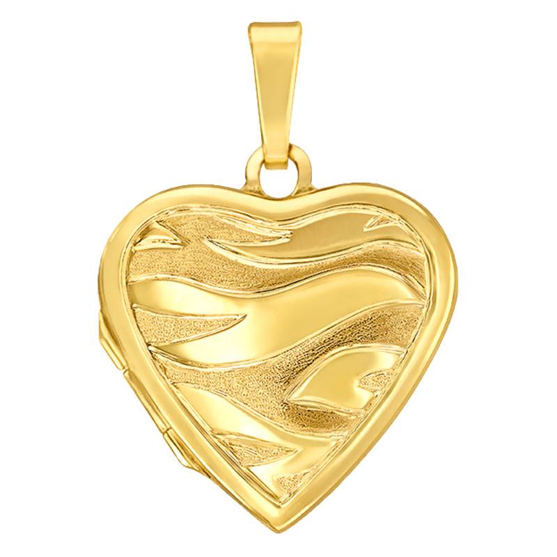 375/1000 Yellow Gold Smooth Heart Photo Pendant - Emanessence