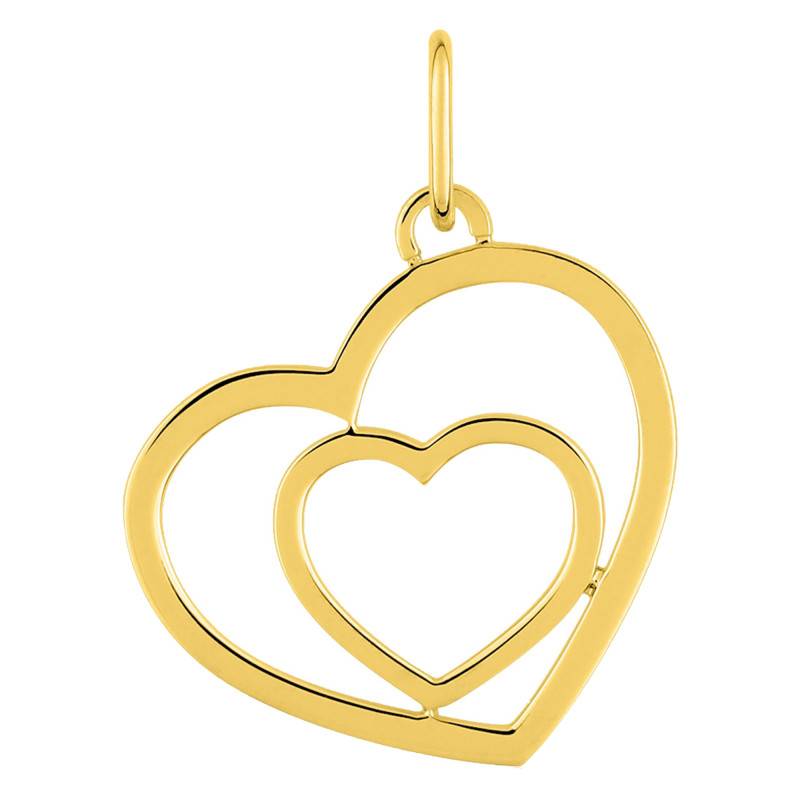 375 Yellow Gold Open-Work Hearts Pendant - Emanessence