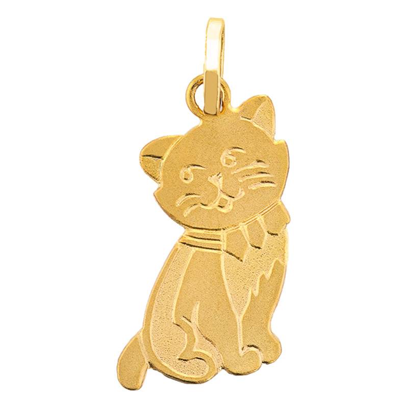 750 Yellow Gold Sablé Cat Pendant - Emanessence