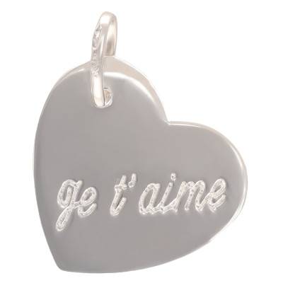 Pendentif Coeur "Je t'aime", Argent 925 - Emanessence