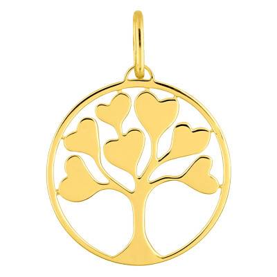 Pendentif Arbre de Vie Coeur Plaqué Or, Diamètre 15mm - Emanessence
