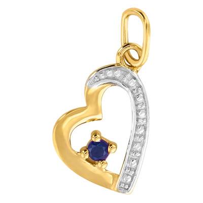 Pendentif Coeur 2 Ors & Saphir - Emanessence