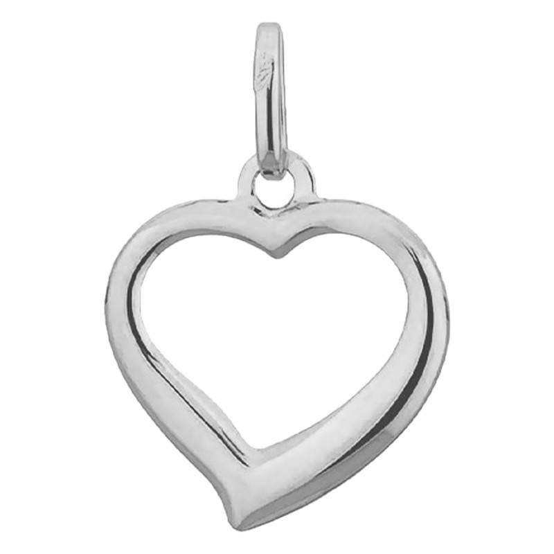 750/1000 White Gold Open-Work Heart Pendant Large - Emanessence