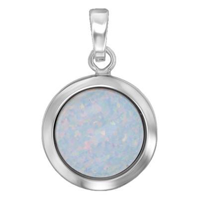 925/1000 Silver and Opal Round Pendant - Emanessence