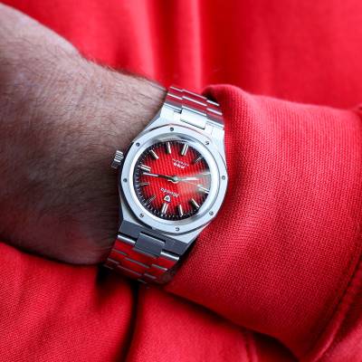 F77 Smoked Red Nivada x Ocarat Limited Edition Watch - Nivada Grenchen