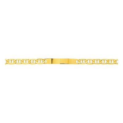 Gourmette Identité Maille Marine Plate, Or Jaune 750, Longueur 21 cm - Emanessence