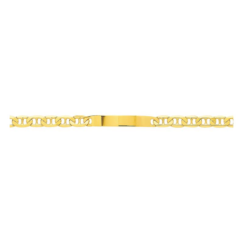Yellow Gold 750 Flat Mariner Chain ID Bracelet, 21 cm Length - Emanessence