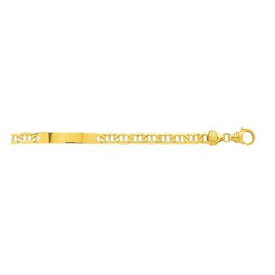 Gourmette Identité Maille Marine Plate, Or Jaune 750, Longueur 21 cm - Emanessence