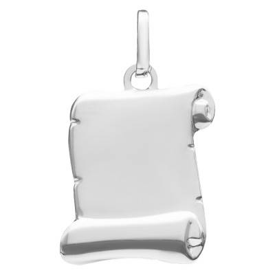 Pendentif Parchemin, Or Blanc 375, 15 x 10 mm - Emanessence