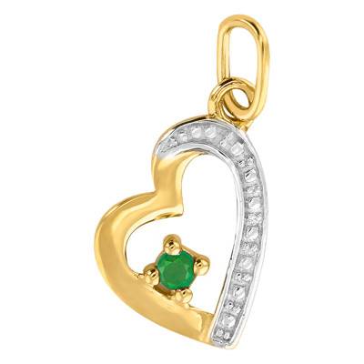 Pendentif Coeur 2 Ors & Emeraude - Emanessence
