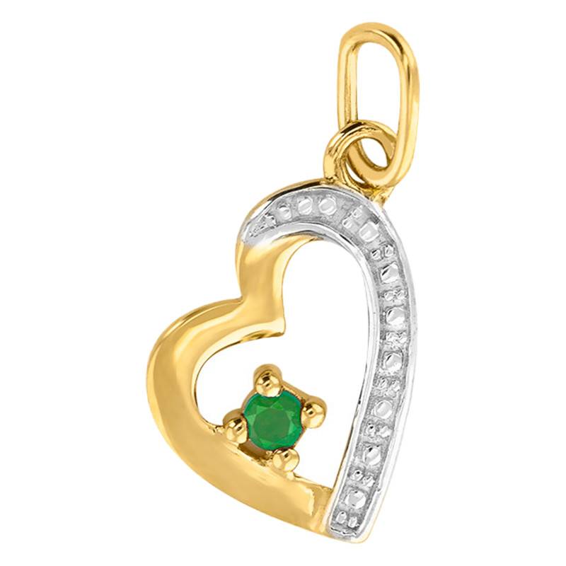 Two-Tone Gold & Emerald Heart Pendant - Emanessence