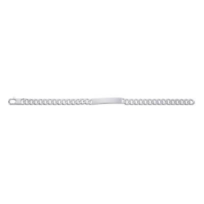 Polished Curb Chain Sterling Silver ID Bracelet, Length 17 cm to 22 cm, Width 6 mm to 10 mm - Emanessence
