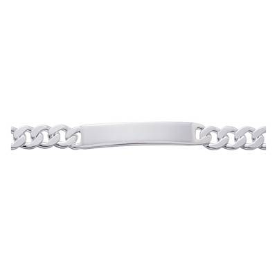 Polished Curb Chain Silver ID Bracelet, Length 17 cm to 22 cm, Width 8 mm - Emanessence