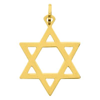 750 Yellow Gold Star of David Pendant, 17 x 24 mm - Emanessence