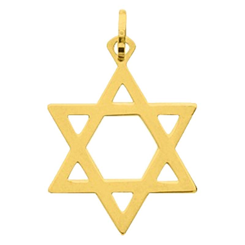 750 Yellow Gold Star of David Pendant, 17 x 24 mm - Emanessence