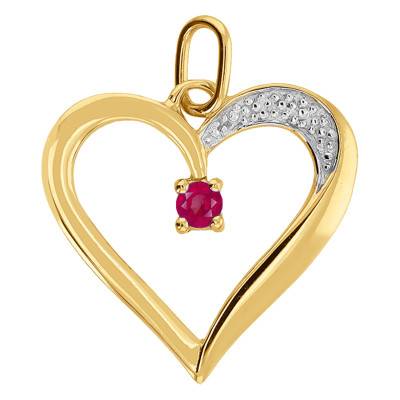 Pendentif Coeur Ouvert 2 Ors 750 & Rubis - Emanessence