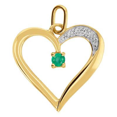 Pendentif Coeur Ouvert 2 Ors 750 & Emeraude - Emanessence