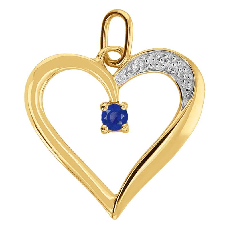 Two-Tone 750 Gold & Sapphire Open-Heart Pendant - Emanessence