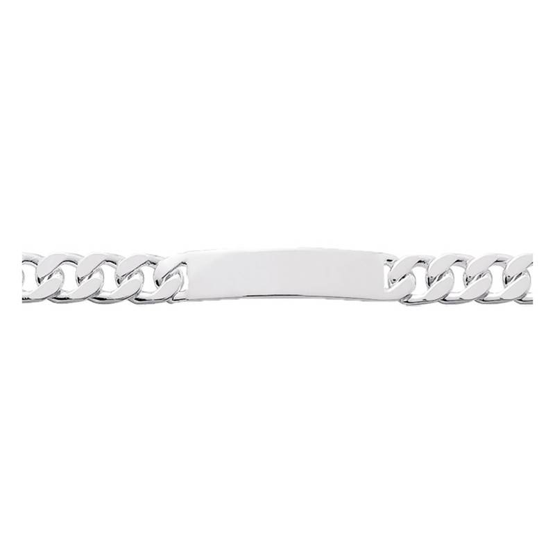 Polished Curb Chain Silver ID Bracelet, Length 17 cm to 22 cm, Width 9 mm - Emanessence