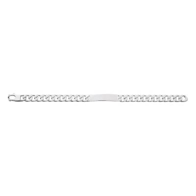 Polished Curb Chain Silver ID Bracelet, Length 17 cm to 22 cm, Width 9 mm - Emanessence