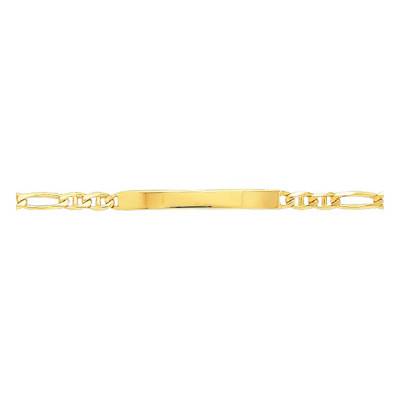 Yellow Gold 750 Alternating Mariner Chain ID Bracelet, 18 cm Length - Emanessence