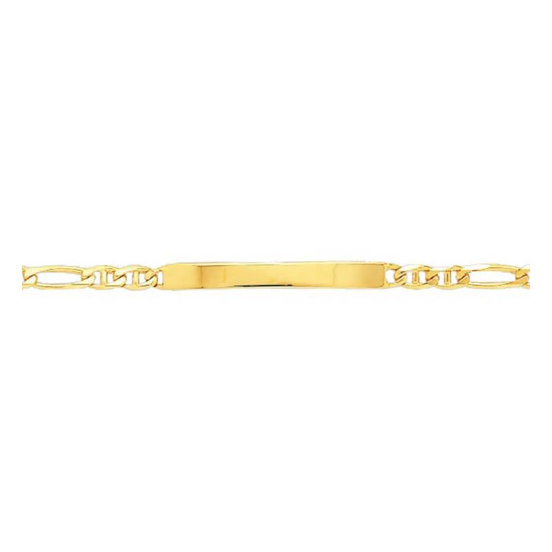 Yellow 750/1000 Gold Alternating Mariner Chain ID Bracelet, Length 20 cm - Emanessence