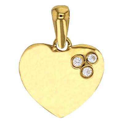 Pendentif Coeur en Or Jaune 750 & Oxydes de Zirconium - Emanessence