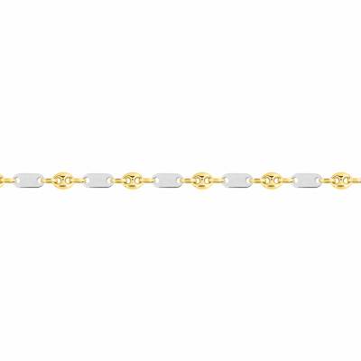 Two-Tone 750/1000 Gold Hollow Alternating Coffee Bean Chain, 40 cm Length, 6 mm Width - Manillon