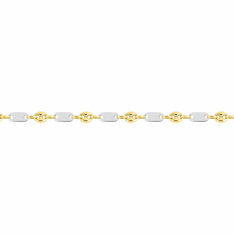 2-Tone 750/1000 Gold Hollow Alternating Coffee Bean Chain, 55 cm Length, 6 mm Width - Manillon