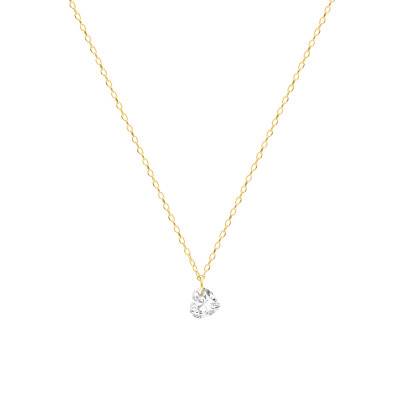 Collier Coeur en Or Jaune 750 & Diamant de Synthèse 0,30 ct, Longueur 42 cm - Demetra