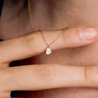 750/1000 Yellow Gold Heart Necklace & 0.30ct Lab-Grown Diamond, 42cm - Demetra
