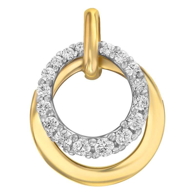 Two-Tone 375/1000 Gold & Zirconium Oxide Double Circle Pendant - Emanessence