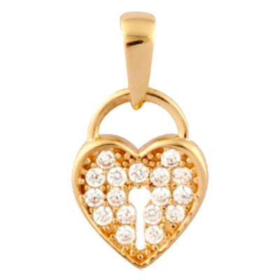Pendentif Coeur Cadenas Or Jaune 750 et Oxydes de Zirconium - Emanessence