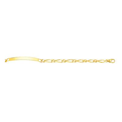 Yellow 750/1000 Gold Alternating Oval Link Chain ID Bracelet, Adjustable Length 18 cm, Width 3 mm to 8 mm - Emanessence