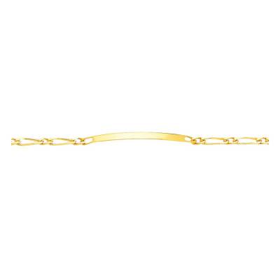 Yellow 750/1000 Gold Alternating Oval Link Chain ID Bracelet, Adjustable Length 18 cm, Width 3 mm to 8 mm - Emanessence
