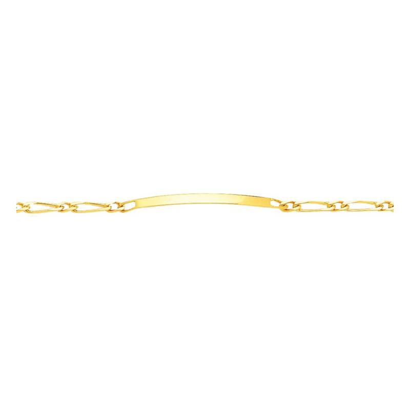 Yellow 750/1000 Gold Alternating Oval Link Chain ID Bracelet, Adjustable Length 18 cm, Width 3 mm to 8 mm - Emanessence