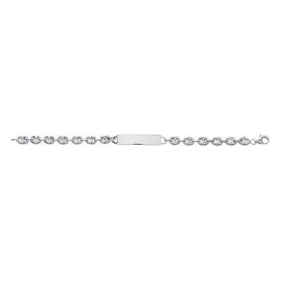 Gourmette Identité Maille Grain de Café 8 mm, Argent, Longueur 19 cm - Emanessence