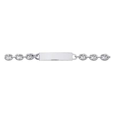 Gourmette Identité Maille Grain de Café 8 mm, Argent, Longueur 19 cm - Emanessence
