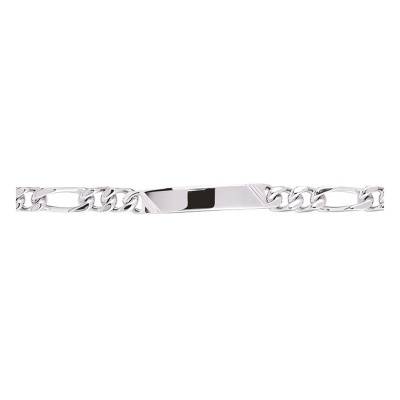 Gourmette Identité Maille Cheval Alternée 6 mm, Argent, de 17 à 22 cm - Emanessence